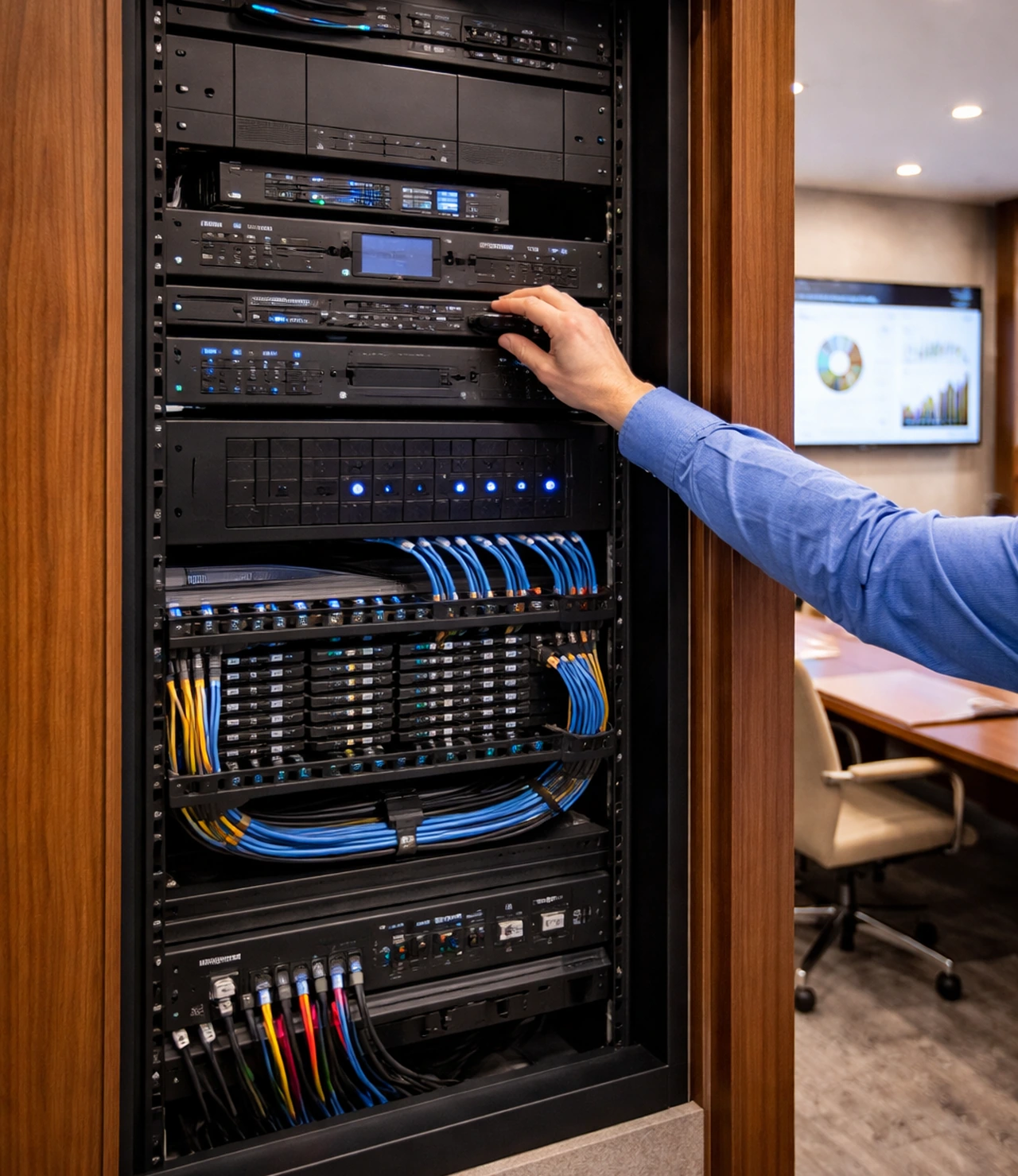 Conference Room Clean Cable Management Serviceable Av Rack Conference Room Clean Cable Management Serviceable Av Rack