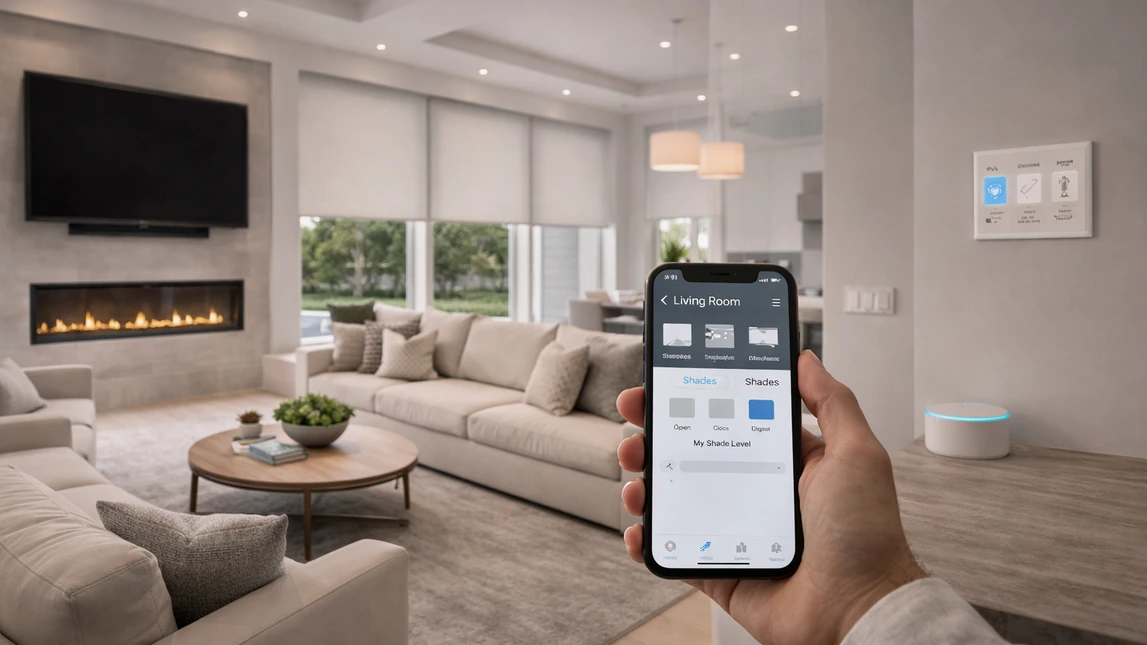 Smart Home Motorized Shades Integrated Room Control Smart Home Motorized Shades Integrated Room Control